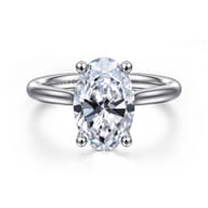 Azucena - 14K White Gold Oval Solitaire Diamond Engagement Ring