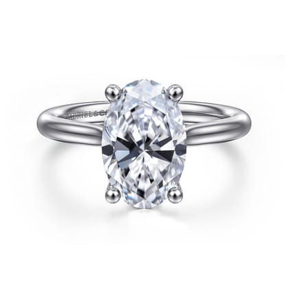 Azucena - 14K White Gold Oval Solitaire Diamond Engagement Ring