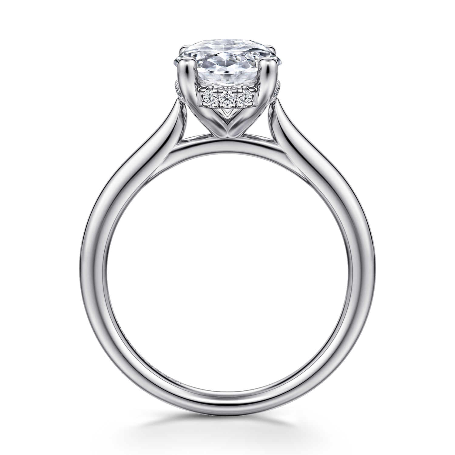 Azucena - 14K White Gold Oval Solitaire Diamond Engagement Ring