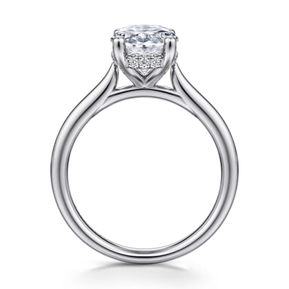 Azucena - 14K White Gold Oval Solitaire Diamond Engagement Ring