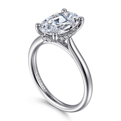 Azucena - 14K White Gold Oval Solitaire Diamond Engagement Ring