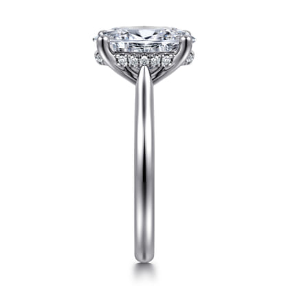 Azucena - 14K White Gold Oval Solitaire Diamond Engagement Ring