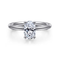 Azucena - 14K White Gold Oval Solitaire Diamond Engagement Ring
