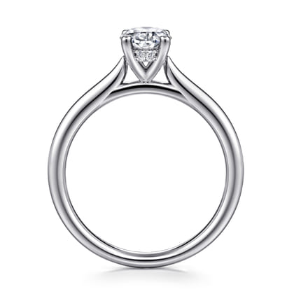 Azucena - 14K White Gold Oval Solitaire Diamond Engagement Ring