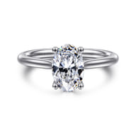 Azucena - 14K White Gold Oval Solitaire Diamond Engagement Ring