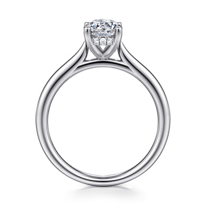 Azucena - 14K White Gold Oval Solitaire Diamond Engagement Ring