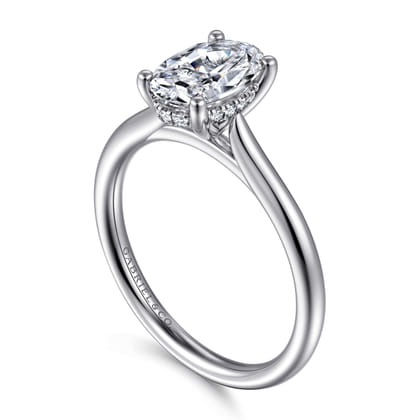 Azucena - 14K White Gold Oval Solitaire Diamond Engagement Ring
