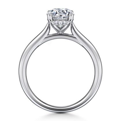Azucena - 14K White Gold Oval Solitaire Diamond Engagement Ring