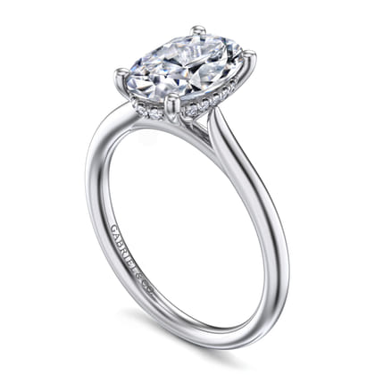 Azucena - 14K White Gold Oval Solitaire Diamond Engagement Ring
