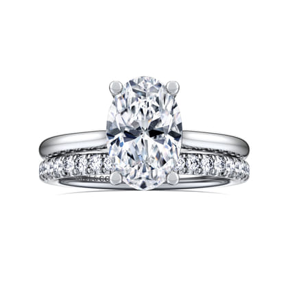 Azucena - 14K White Gold Oval Solitaire Diamond Engagement Ring