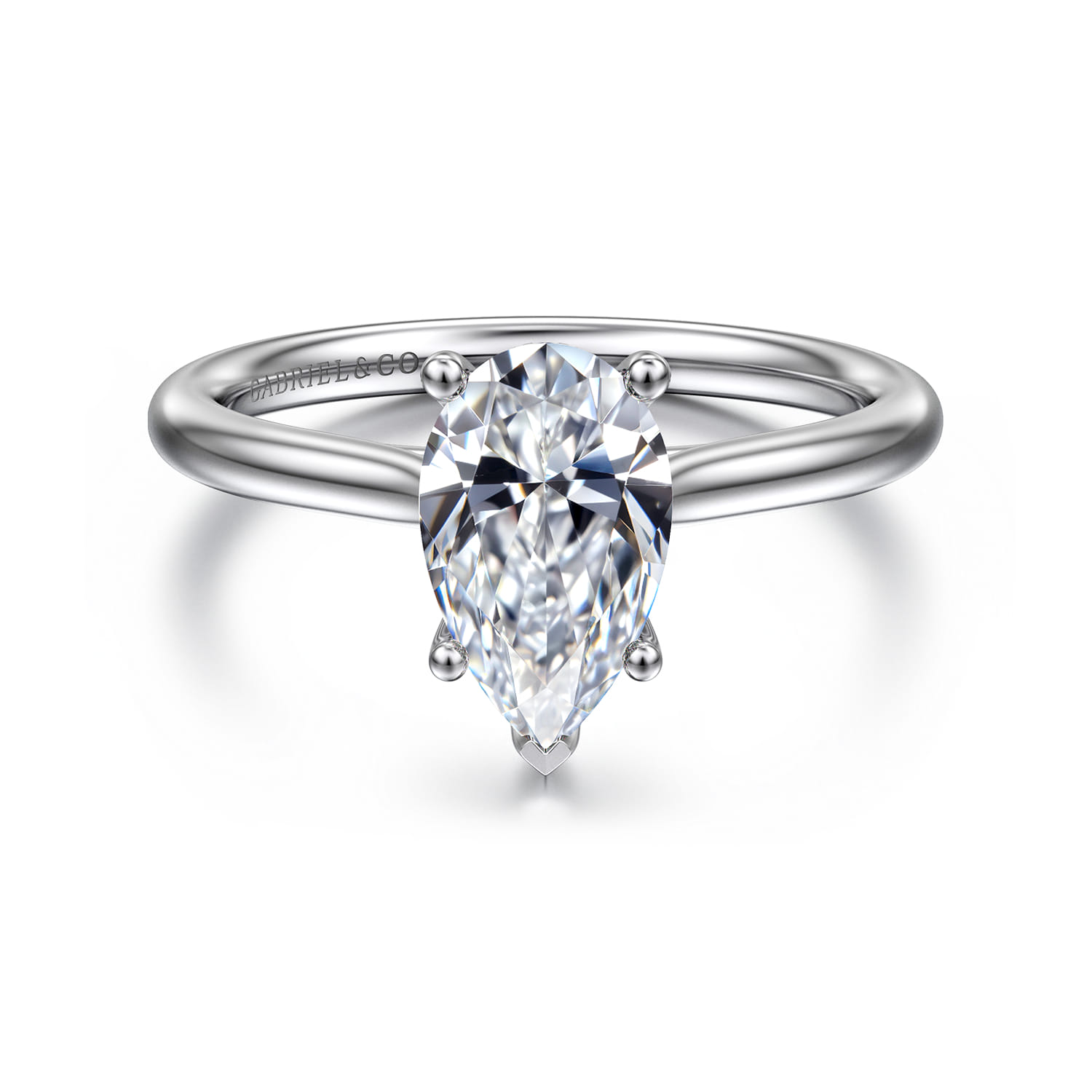 Azucena - 14K White Gold Pear Shape Solitaire Diamond Engagement Ring