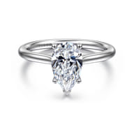 Azucena - 14K White Gold Pear Shape Solitaire Diamond Engagement Ring
