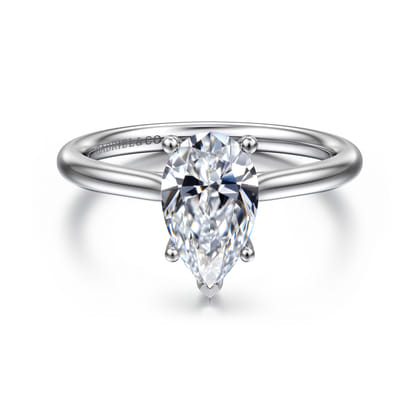 Azucena - 14K White Gold Pear Shape Solitaire Diamond Engagement Ring