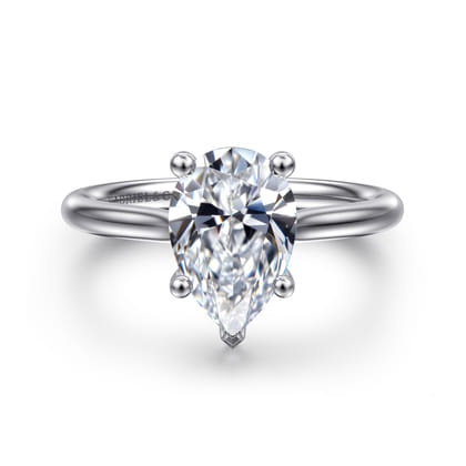 Azucena - 14K White Gold Pear Shape Solitaire Diamond Engagement Ring