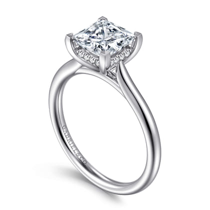 Azucena - 14K White Gold Princess Cut Solitaire Diamond Engagement Ring