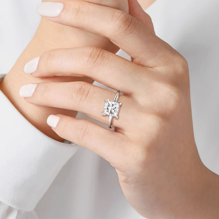 Azucena - 14K White Gold Princess Cut Solitaire Diamond Engagement Ring