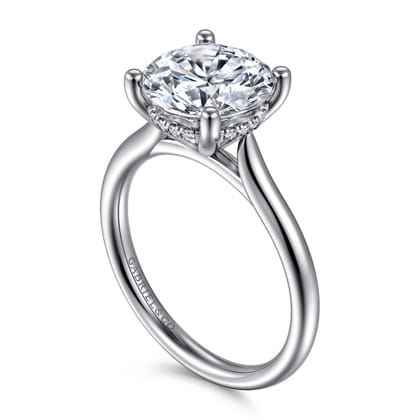 Azucena - 14K White Gold Round Solitaire Diamond Engagement Ring