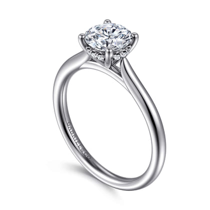Azucena - 14K White Gold Round Solitaire Diamond Engagement Ring