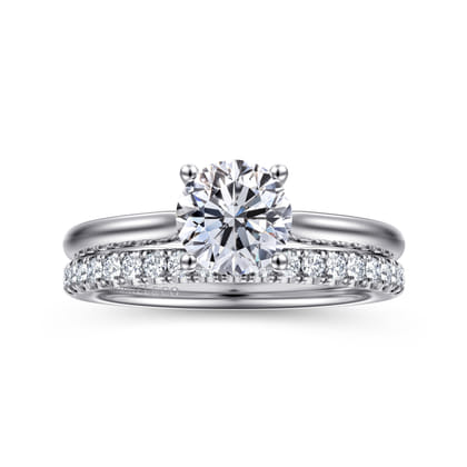 Azucena - 14K White Gold Round Solitaire Diamond Engagement Ring