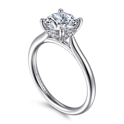 Azucena - 14K White Gold Round Solitaire Diamond Engagement Ring