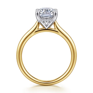 Azucena - 14K White-Yellow Gold Elongated Cushion Solitaire Diamond Engagement Ring