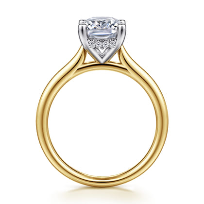 Azucena - 14K White-Yellow Gold Elongated Cushion Solitaire Diamond Engagement Ring