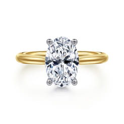 Azucena - 14K White-Yellow Gold Oval Solitaire Diamond Engagement Ring