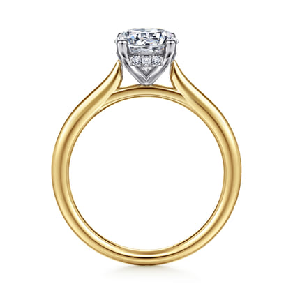 Azucena - 14K White-Yellow Gold Oval Solitaire Diamond Engagement Ring