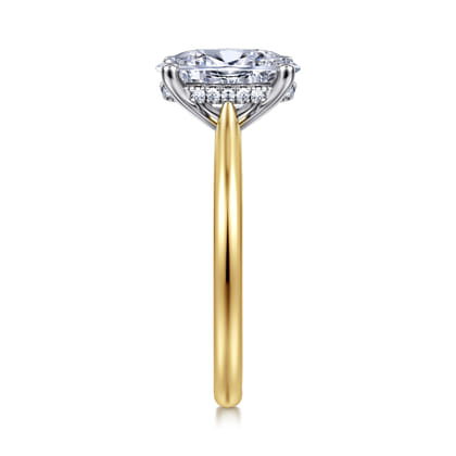 Azucena - 14K White-Yellow Gold Oval Solitaire Diamond Engagement Ring