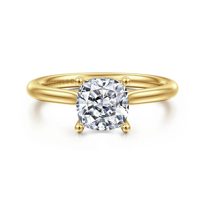 Azucena - 14K Yellow Gold Cushion Cut Solitaire Diamond Engagement Ring