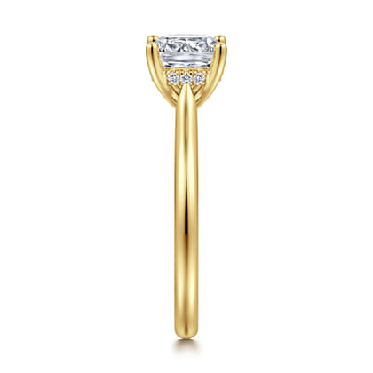 Azucena - 14K Yellow Gold Cushion Cut Solitaire Diamond Engagement Ring