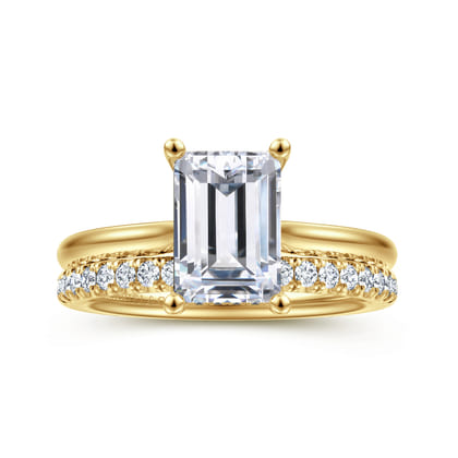 Azucena - 14K Yellow Gold Emerald Cut Solitaire Diamond Engagement Ring