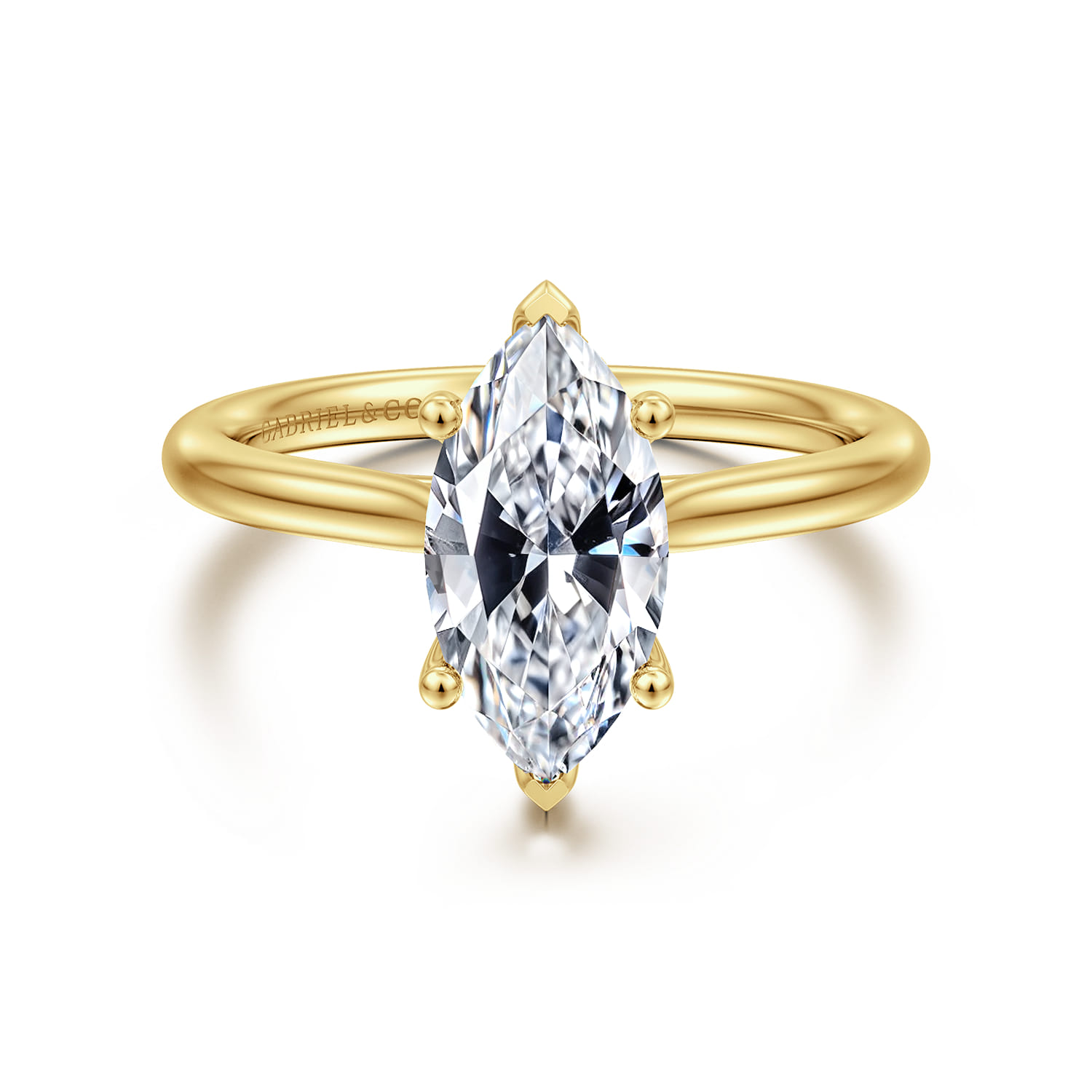 Azucena - 14K Yellow Gold Marquise Shape Solitaire Diamond Engagement Ring