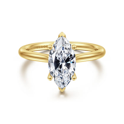 Azucena - 14K Yellow Gold Marquise Shape Solitaire Diamond Engagement Ring