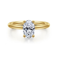 14K Yellow Gold Oval Solitaire Diamond Engagement Ring