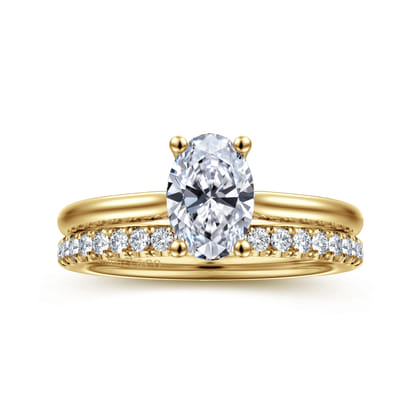 Azucena - 14K Yellow Gold Oval Solitaire Diamond Engagement Ring