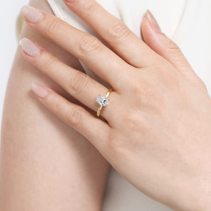 Azucena - 14K Yellow Gold Oval Solitaire Diamond Engagement Ring