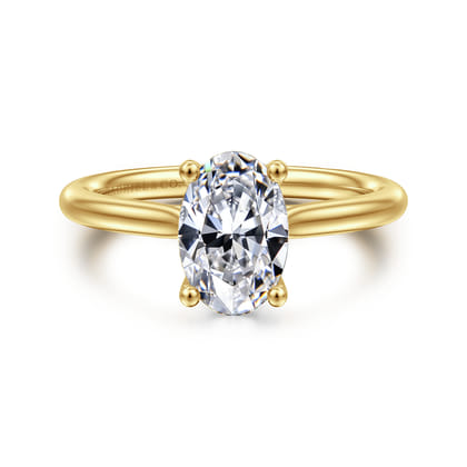 Azucena - 14K Yellow Gold Oval Solitaire Diamond Engagement Ring