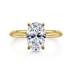 14K Yellow Gold Oval Solitaire Diamond Engagement Ring