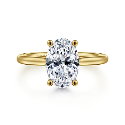 Azucena - 14K Yellow Gold Oval Solitaire Diamond Engagement Ring
