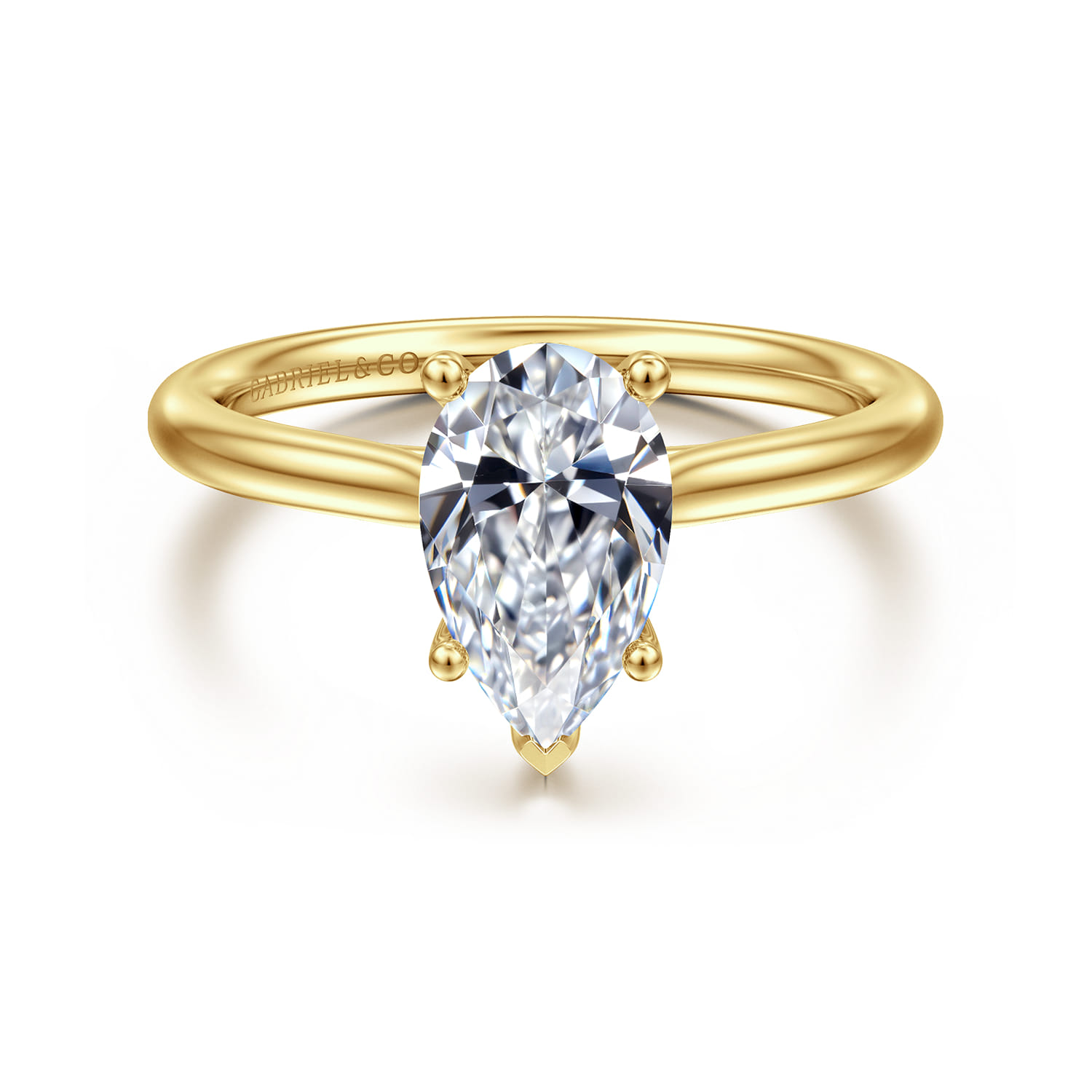 Azucena - 14K Yellow Gold Pear Shape Solitaire Diamond Engagement Ring