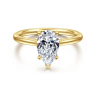 Azucena - 14K Yellow Gold Pear Shape Solitaire Diamond Engagement Ring