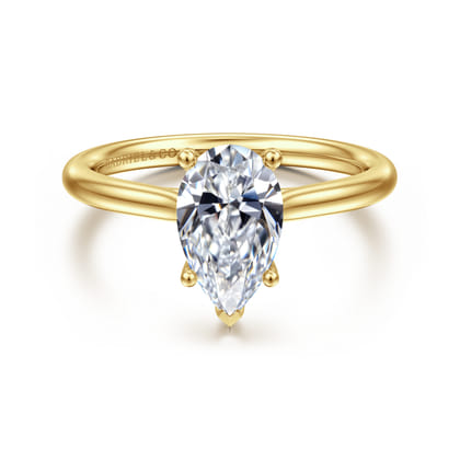 Azucena - 14K Yellow Gold Pear Shape Solitaire Diamond Engagement Ring