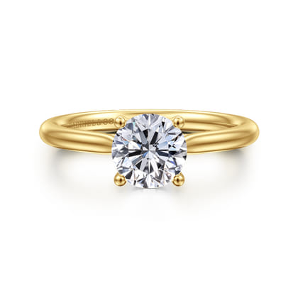 Azucena - 14K Yellow Gold Round Solitaire Diamond Engagement Ring