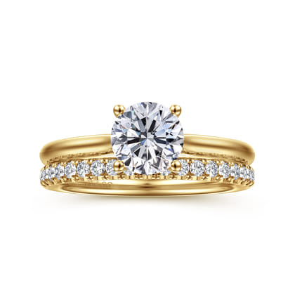 Azucena - 14K Yellow Gold Round Solitaire Diamond Engagement Ring