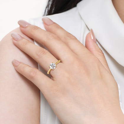 Azucena - 14K Yellow Gold Round Solitaire Diamond Engagement Ring