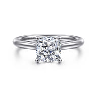 Azucena - 18K White Gold Cushion Cut Solitaire Diamond Engagement Ring