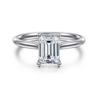 Azucena - 18K White Gold Emerald Cut Solitaire Diamond Engagement Ring