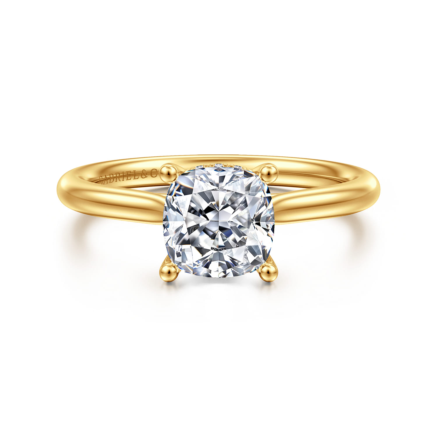 Azucena - 18K Yellow Gold Cushion Cut Solitaire Diamond Engagement Ring