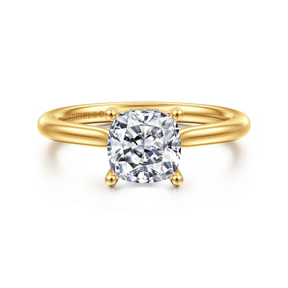 Azucena - 18K Yellow Gold Cushion Cut Solitaire Diamond Engagement Ring